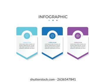 Business info template. 3 Steps timeline journey. Process diagram, social media post, Vector illustration