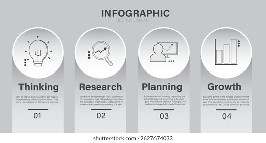 Business info template. 4 Steps time travel. Process diagram, 4 options on white background, Infographic elements vector illustration.