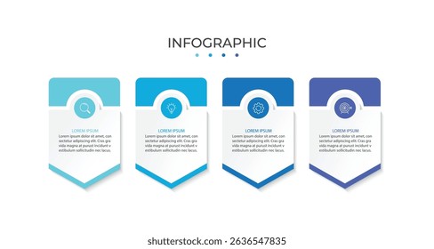 Business info template. 4 Steps timeline journey. Process diagram, social media post, Vector illustration