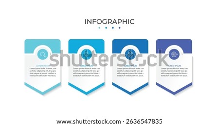 Business info template. 4 Steps timeline journey. Process diagram, social media post, Vector illustration