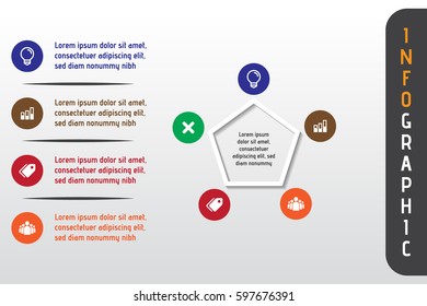 Business Infograhics Template. 5 Circle Option With Icon