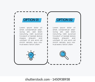 Business infograph with 2 steps. Vector
