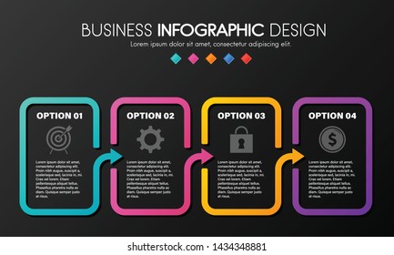 Business infograph with 4 elements. Diagram. Vector