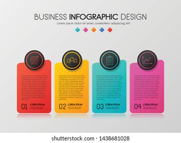 Business infograph with 4 elements. Diagram. Vector