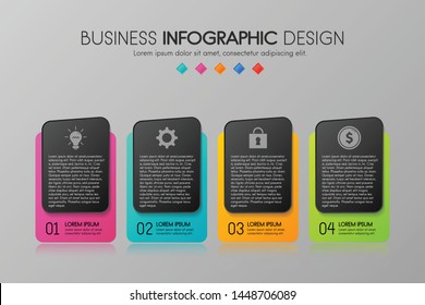 Business infograph with 4 elements. Diagram. Vector