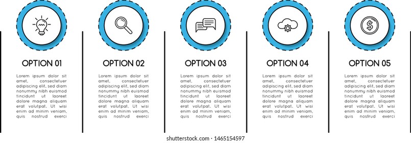 Business infograph with 5 steps. Flowchart. Vector