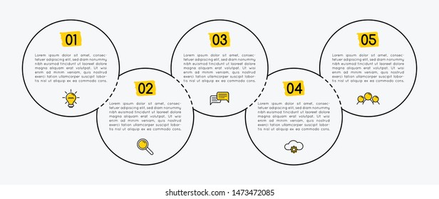 Business infograph with 5 steps. Flowchart. Vector