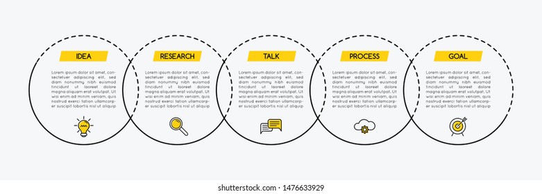 Business infograph with 5 steps. Flowchart. Vector