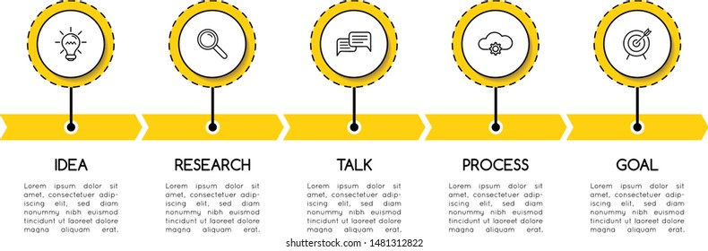 Business infograph with 5 steps. Timeline. Vector
