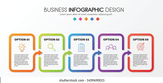 Business infograph with 5 steps. Vector