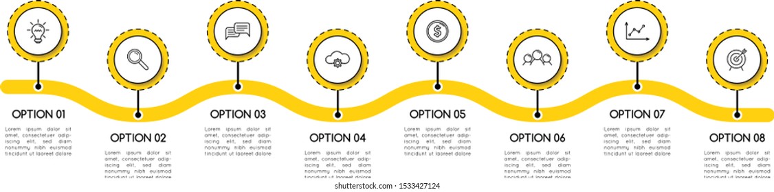 Business infograph with 8 steps. Vector