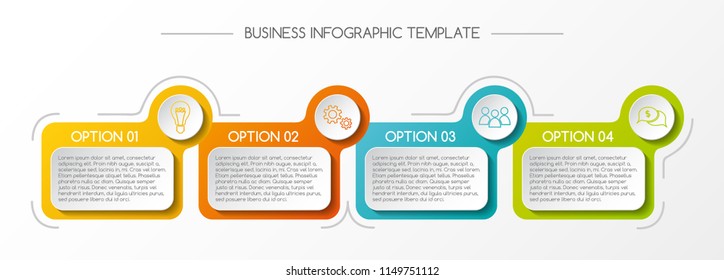 Business infograph with colorful boxes. Vector.