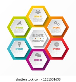 Business infograph - diagram with hexagons. Vector.