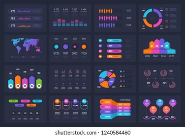 Business infograph elements. Workflow chart financial diagram timeline flowchart circle infograph. Presentation vector infographic