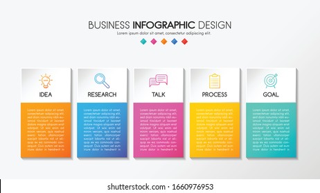 Diseño de infografías de negocios con 5 opciones. Vector