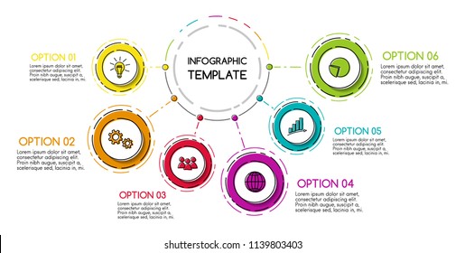 Business infograph with round hand drawn icons.  Vector.