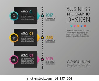 Business infograph - timeline with 3 steps. Vector