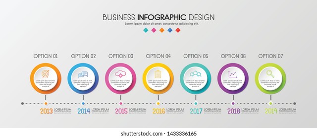 Business infograph. Timeline with 7 steps. Vector