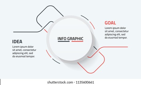 Business infographic with 2 options. Modern circle design with thin line flat elements. Vector template.