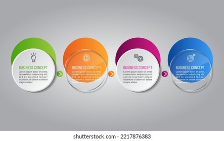 business infographic 3 d, circle style, Glass design, can be used for workflow layout, diagram, annual report, web design.Creative banner, label vector, Business Plan.