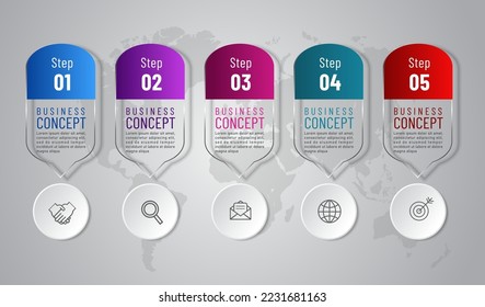 business infographic 3 d, square and arrow style, Glass design, can be used for workflow layout, diagram, annual report, web design.Creative banner, label vector, Business Plan.