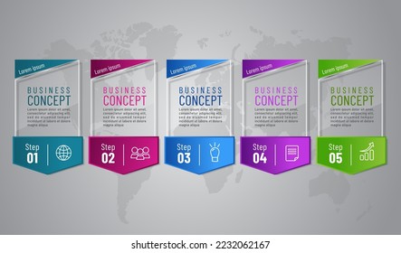 business infographic 3 d, square and arrow style, Glass design, can be used for workflow layout, diagram, annual report, web design.Creative banner, label vector, Business Plan.
