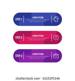 Business infographic with 3 steps and icons