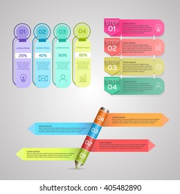 business infographic 3 template. Vector infographics of technology or education process, number options, web design, timeline elements.