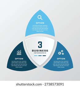 Business Infographic 3 Three Triangular Segments for Presentation banner template