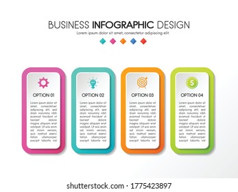 Business infographic with 4 options. Colourful diagram. Vector