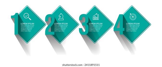 business infographic 4 parts or steps, there are icons, text, numbers. Can be used for presentation banners, workflow layouts, process diagrams, flow charts, info graphics, your business presentations