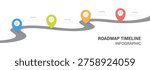 Business Infographic 4 Steps Modern Timeline diagram with road journey concept. 