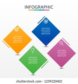 Business infographic with 4 steps work flow banner for presentation or web