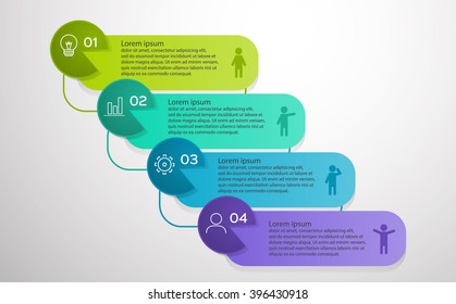 business infographic 4 template. Vector infographics of technology or education process, number options, web design, timeline elements.