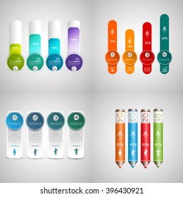 business infographic 4 template. Vector infographics of technology or education process, number options, web design, timeline elements.