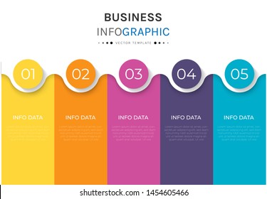 Business infographic with 5 options or steps. Vector iInfographic template for business, presentations, web design.- Vector