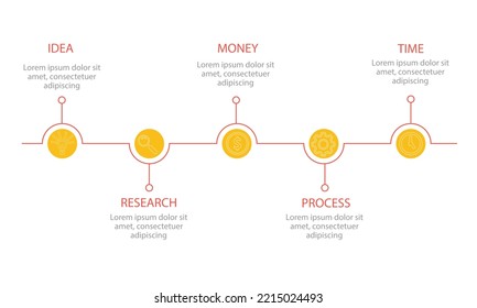Business infographic with 5 section, item, timeline. Vector illustration.