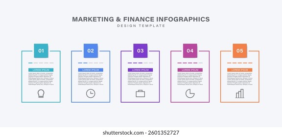 Business infographic with 5 steps and icons. Vector design template.