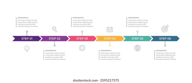 Business infographic 6 important events to success. Annual report, Business presentation template. Vector illustration.