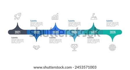 Business infographic 6 important events to success. Annual report, Business presentation template. Vector illustration.