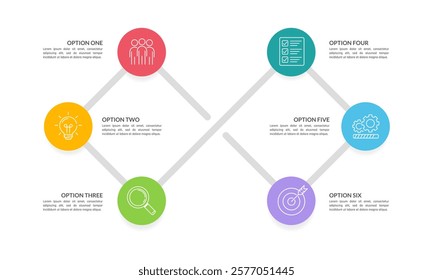 Business Infographic, 6 Key Elements in the Business Cycle. Presentation, Banner, Poster, Plan and Strategy. Vector illustration.