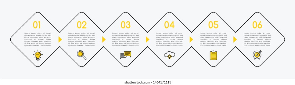 Business infographic with 6 options. Diagram. Vector