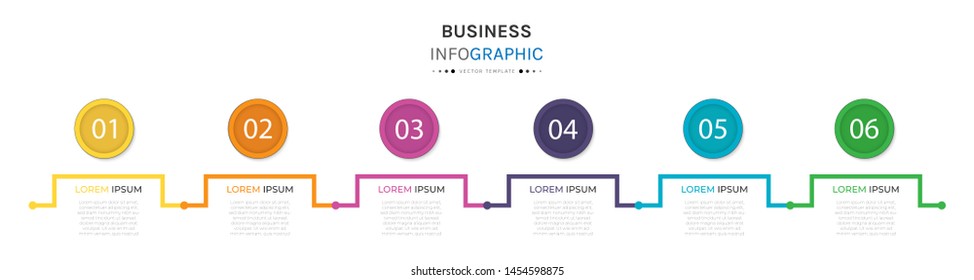 Business infographic with 6 options or steps. Vector iInfographic template for business, presentations, web design.- Vector