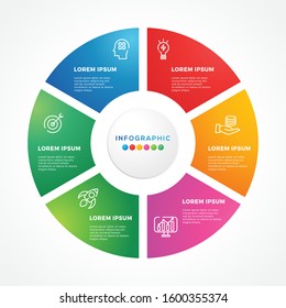 Business infographic with 6 steps labels and vector chart