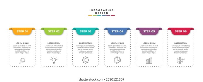 Business Infographic 6 steps to success. Vector illustration.
