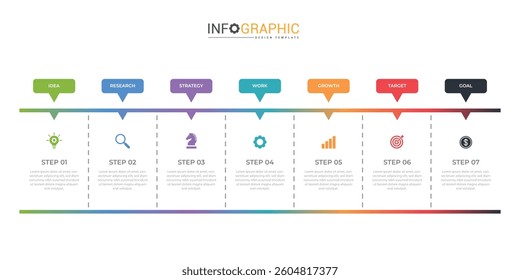 Business infographic 7 important events to success. Annual report, Business presentation template. Vector illustration.