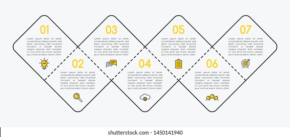 Business infographic with 7 options. Vector