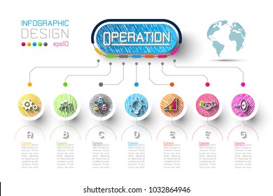 Business infographic with 7 steps.