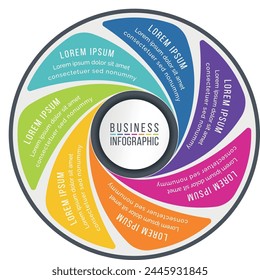 Business Infographic 7 Steps, objects, elements or options infographics design template for business information