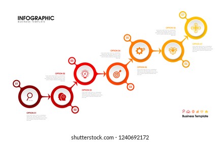 Business infographic with 7 steps, vector presentation template.